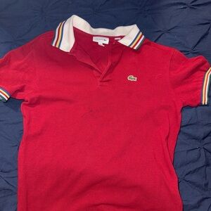 Lacoste Burgundy Polo with Multicolor Collar